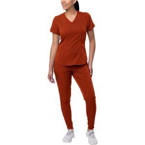 Modern Athletic Scrub Set For Women -Modern V-Neck Scrub Top & Yoga Jogger Scrub